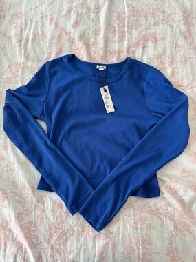 Blue Women's Long-Sleeve Crewneck Top